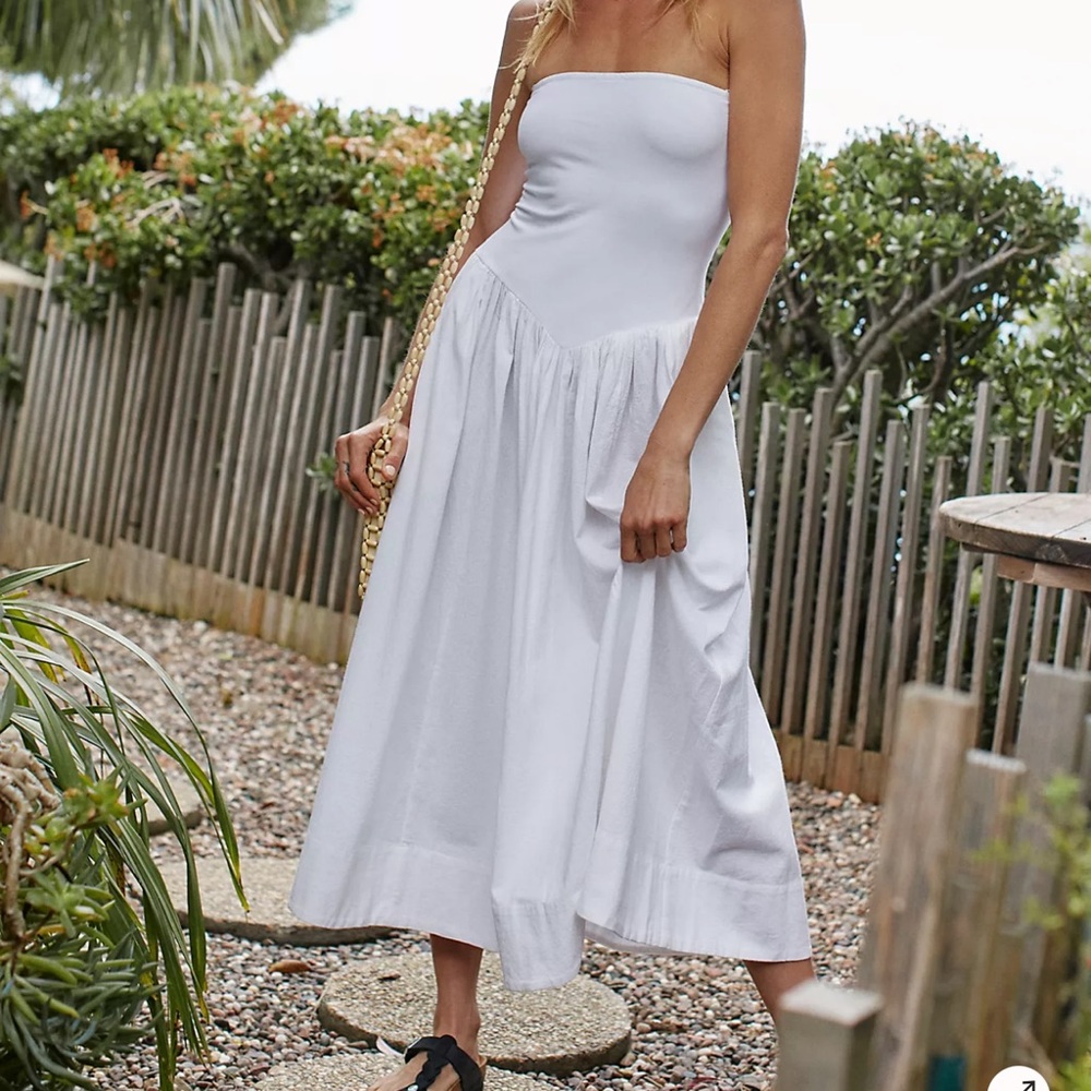 Free People Strapless White Maxi Dress